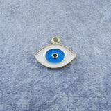 Evil Eye Gold White Blue Enamel Copper Charm For Women