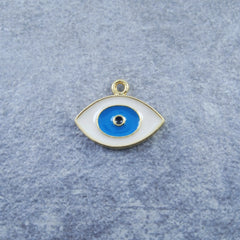 Evil Eye Gold White Blue Enamel Copper Charm For Women