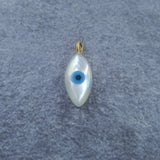 Evil Eye Mother Of Pearl Oval Gold White Copper Charm For Women