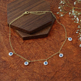 Evil Eye Blue White Enamel Gold Choker Necklace Chain For Women