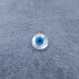 Evil Eye Mother Of Pearl Round Gold White Copper Charm For Women