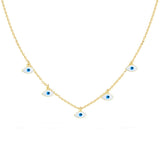 Drop Evil Eye Blue White Enamel Gold Choker Necklace Chain For Women