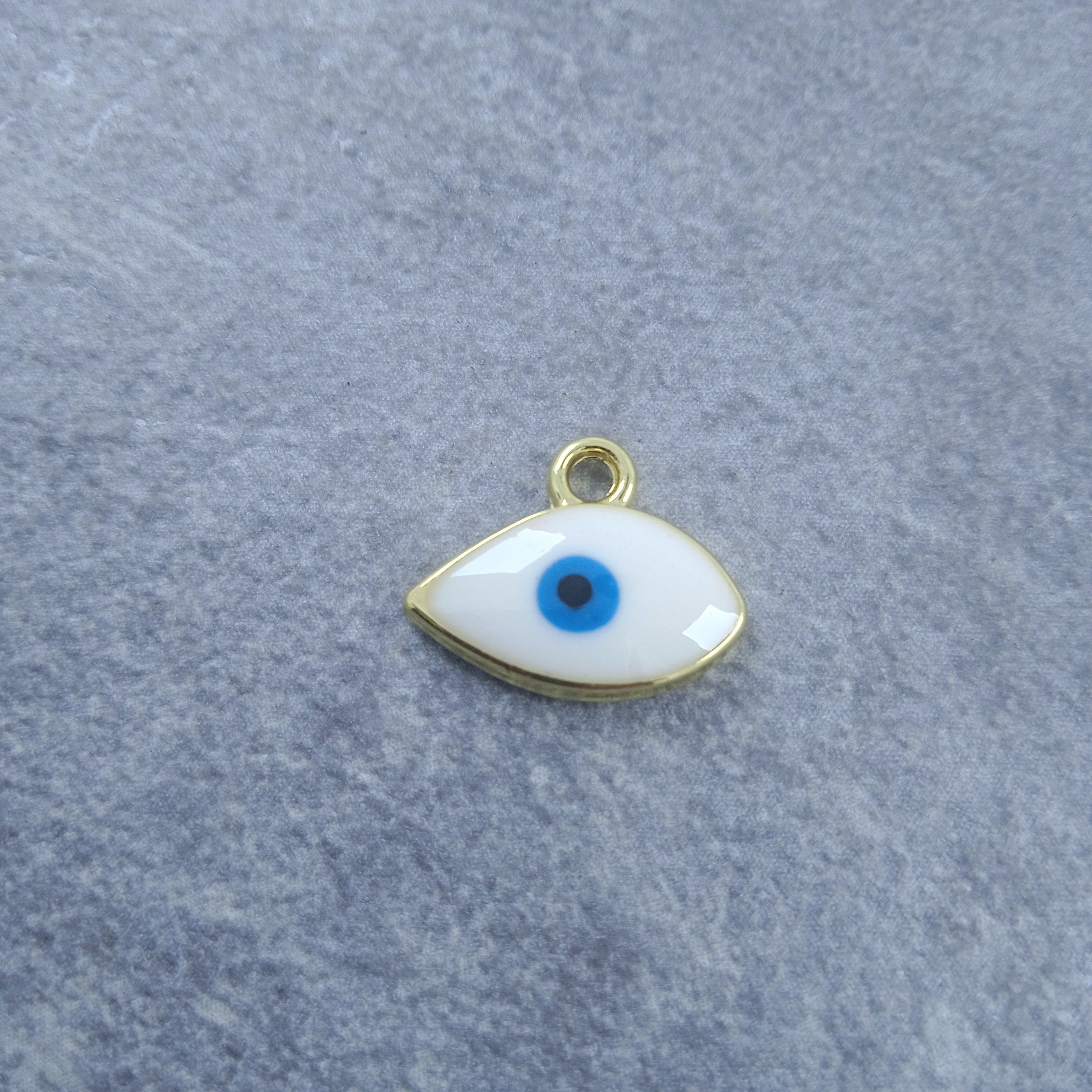 Evil Eye Drop Gold White Blue Enamel Copper Charm Combo Pack Of 12 For Women