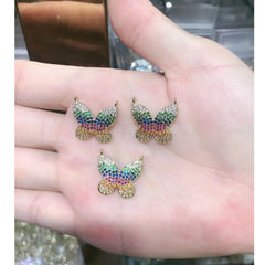 Rainbow Butterfly Gold Zircon Copper Charm For Women