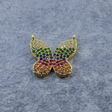 Rainbow Butterfly Gold Zircon Copper Charm For Women