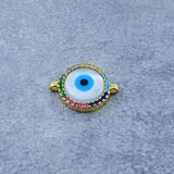 Evil Eye Mother Of Pearl Gold Zircon Copper Charm For Women