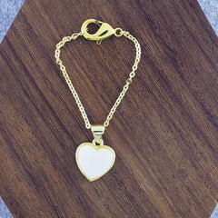 Heart White Gold Slim Link Chain Watch Charm For Women