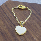 Heart White Gold Slim Link Chain Watch Charm For Women