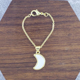 Moon White Gold Slim Link Chain Watch Charm For Women