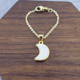 Moon White Gold Slim Link Chain Watch Charm For Women