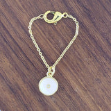 Round White Gold Slim Link Chain Watch Charm For Women