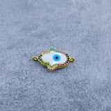 Hamsa Evil Eye Mother Of Pearl Gold Zircon Copper Charm For Women
