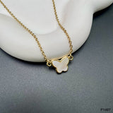 Butterfly Gold White Copper Necklace Pendant Chain For Women