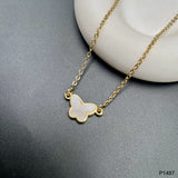 Butterfly Gold White Copper Necklace Pendant Chain For Women