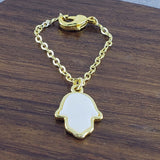 Hamsa White Gold Slim Link Chain Watch Charm For Women