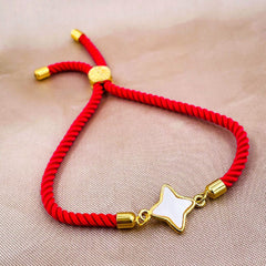 Star Copper Gold Red Mother of Pearl Thread Slider Bracelet Women