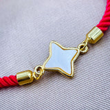 Star Copper Gold Red Mother of Pearl Thread Slider Bracelet Women