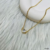 Heart Gold Zircon Copper Necklace Pendant Chain For Women