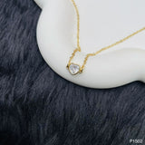 Heart Gold Zircon Copper Necklace Pendant Chain For Women