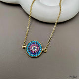 Round Evil Eye Black Blue Copper Necklace Pendant Chain For Women
