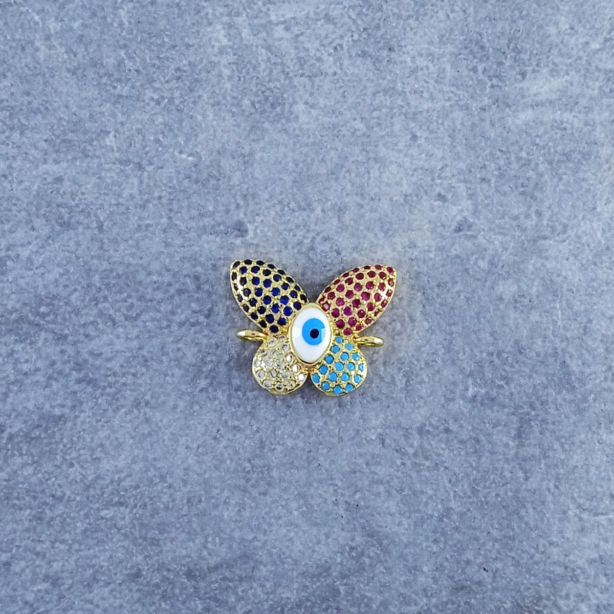 Rainbow Butterfly Evil Eye Gold Zircon Copper Charm For Women