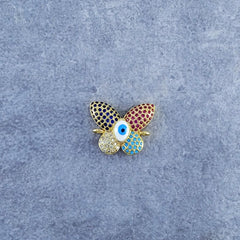 Rainbow Butterfly Evil Eye Gold Zircon Copper Charm For Women