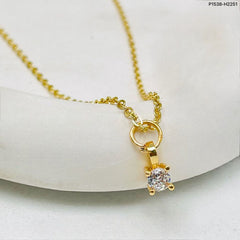 Solitaire Gold White Copper Pendant Chain For Women