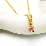 Solitaire Gold Pink Copper Necklace Pendant Chain For Women