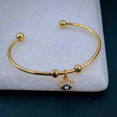 Copper Enamel Gold Evil Eye Cuff Kada For Women