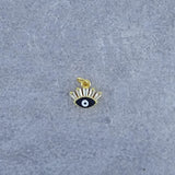 Turkish Evil Eye Lash Baguette Cubic Zirconia Black Gold Charm For Women