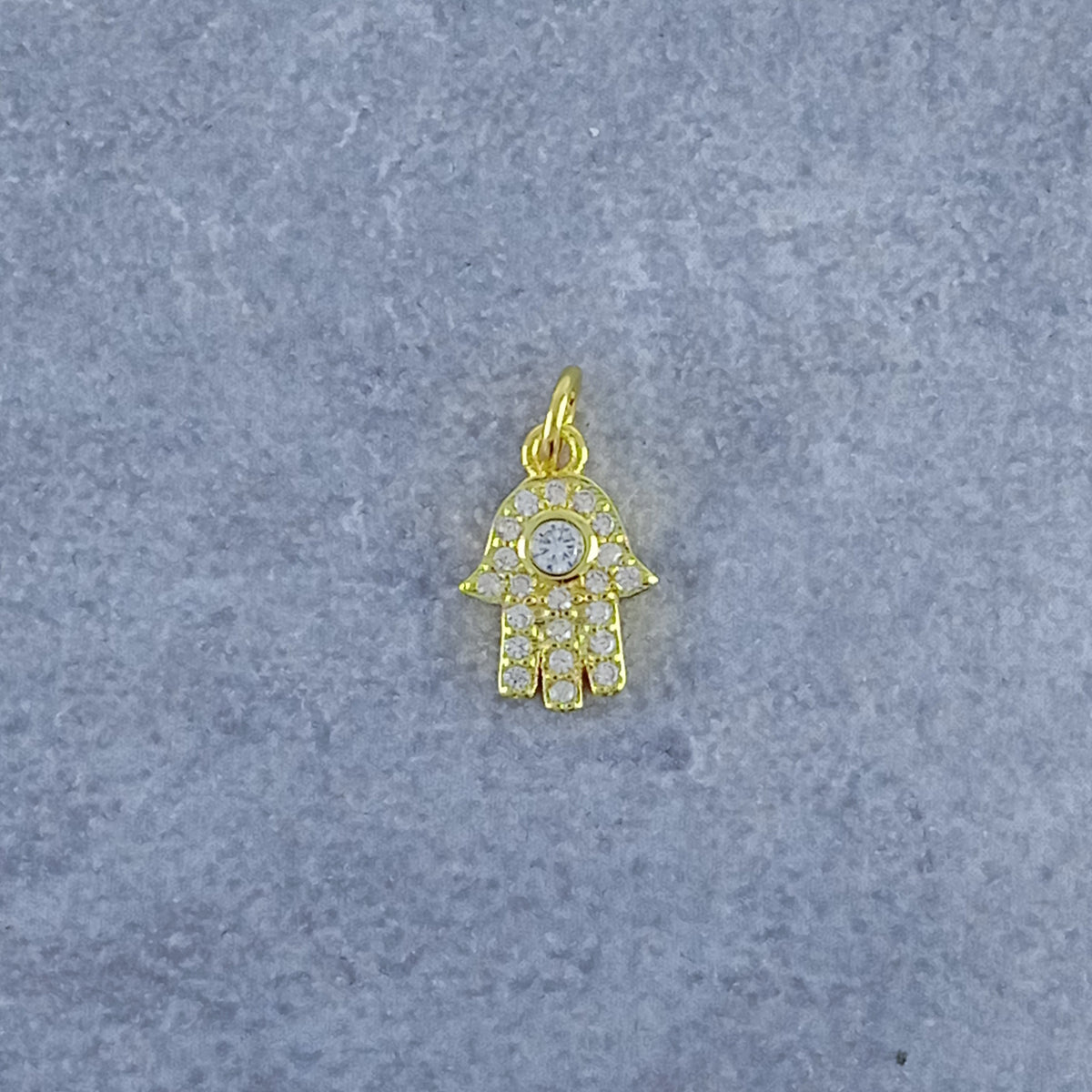 Hamsa Gold Zircon Copper Charm For Women