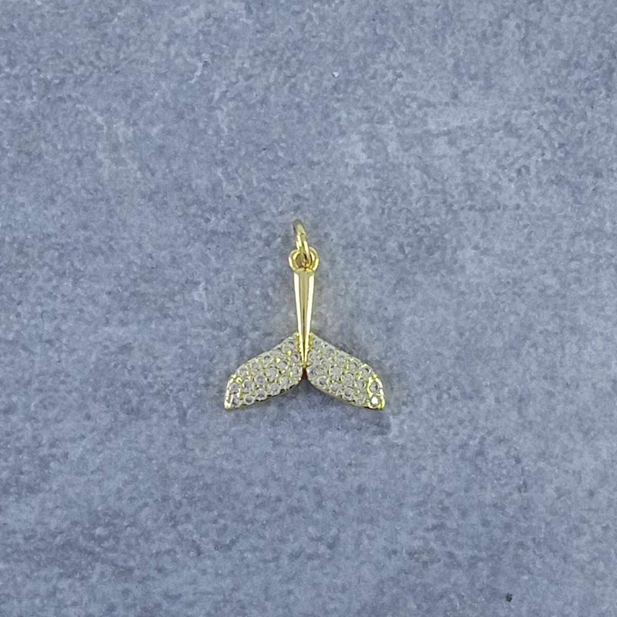 Fish Tail Gold Zircon Copper Charm For Women