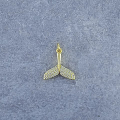 Fish Tail Gold Zircon Copper Charm For Women