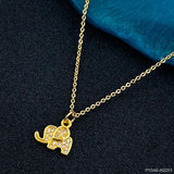 Elephant Copper Cubic Zirconia Gold Necklace Pendant Chain Women