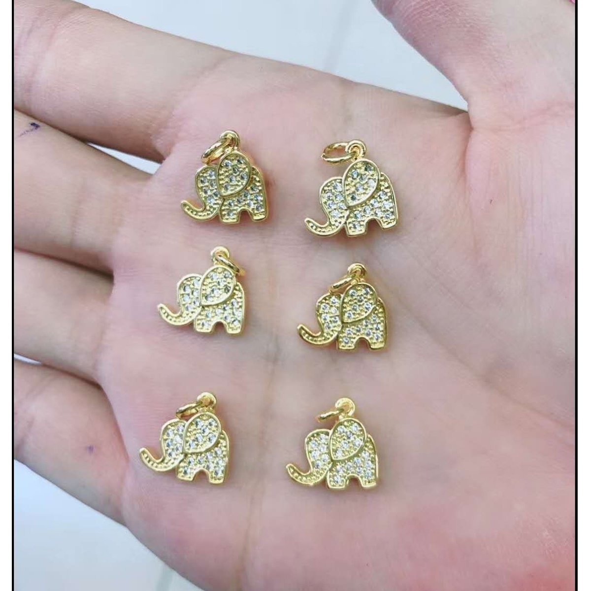 Elephant Gold Zircon Copper Charm For Women