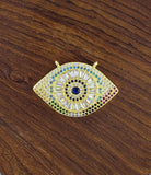 Evil Eye Oval Gold Zircon Copper Charm For Women