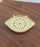 Evil Eye Oval Gold Zircon Copper Charm For Women
