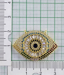 Evil Eye Oval Gold Zircon Copper Charm For Women