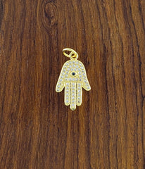 Evil Eye Hamsa Gold Zircon Copper Charm For Women