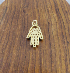 Evil Eye Hamsa Gold Zircon Copper Charm For Women