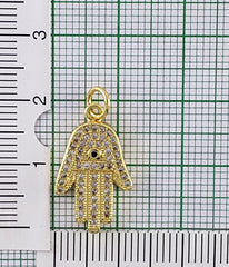 Evil Eye Hamsa Gold Zircon Copper Charm For Women