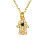 Copper With American Diamonds Crystals Blue Gold Gold Hamsa Pendant For Women Girls