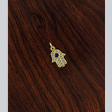 Evil Eye Hamsa Gold Blue Zircon Copper Charm For Women