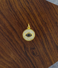 Evil Eye Round Gold Black Zircon Copper Charm For Women