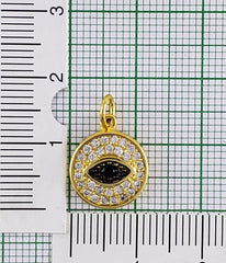 Evil Eye Round Gold Black Zircon Copper Charm For Women
