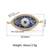 Evil Eye Oval Abalone Gold Zircon Copper Charm For Women