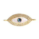 Evil Eye Oval Abalone Mother Of Pearl Gold Zircon Copper Charm For Women