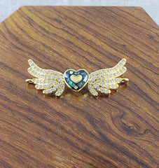 Abalone Wings Heart Gold Zircon Copper Charm For Women