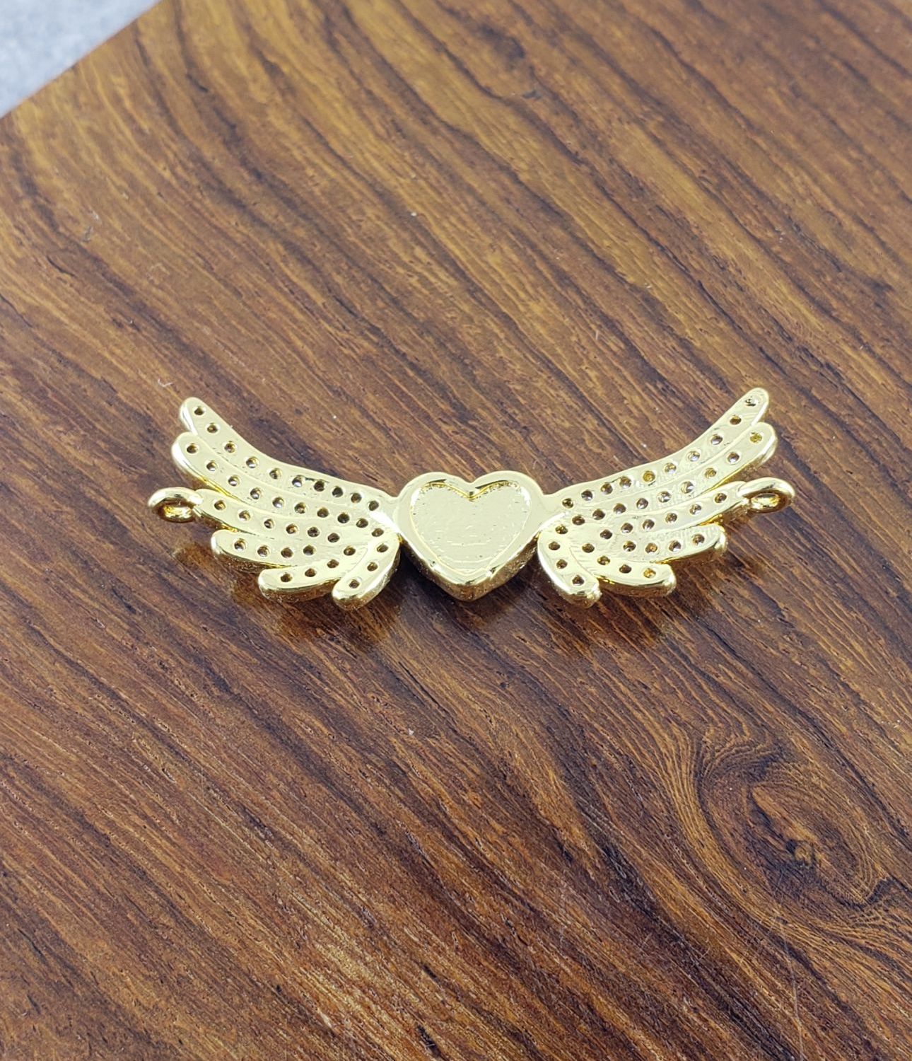 Abalone Wings Heart Gold Zircon Copper Charm For Women