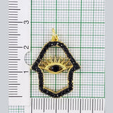 Hamsa Hand Black Gold Evil Eye Crystal Pendant For Women